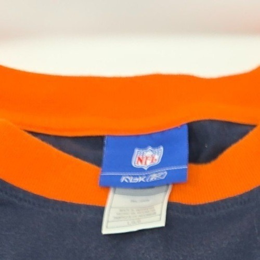 Reebok Chicago Bears Shirt Mens Large Navy Orange Raglan NFL Football Tee - Picture 2 of 6